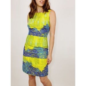 Elegant Yellow and Blue Patterned Dress